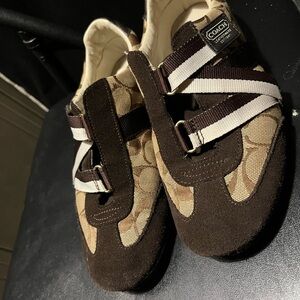 Coach Brown and Tan Signature Logo Sneakers